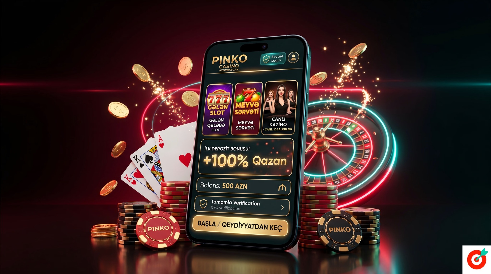 Pinko Casino əsas ekranı Azərbaycan istifadəçiləri üçün